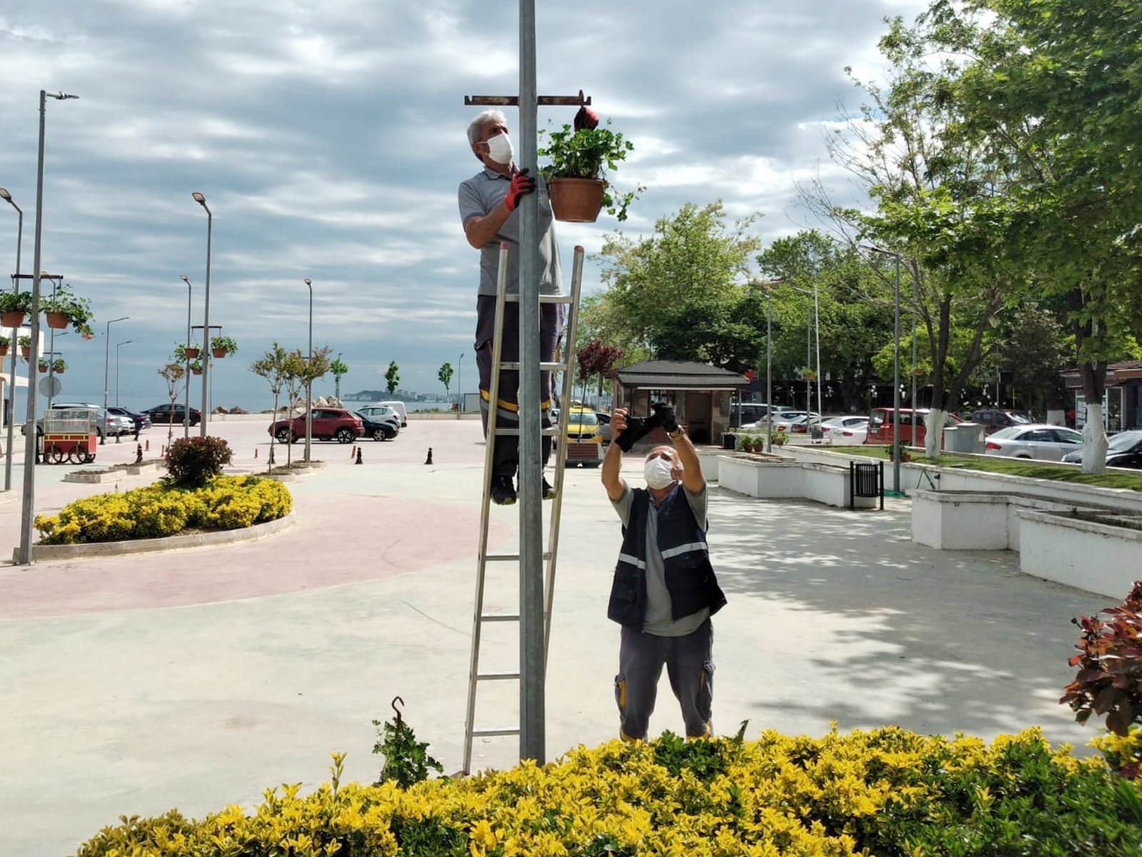 ÇINARCIK'DA SOKAK LAMBALARI ÇİÇEKLENDİ