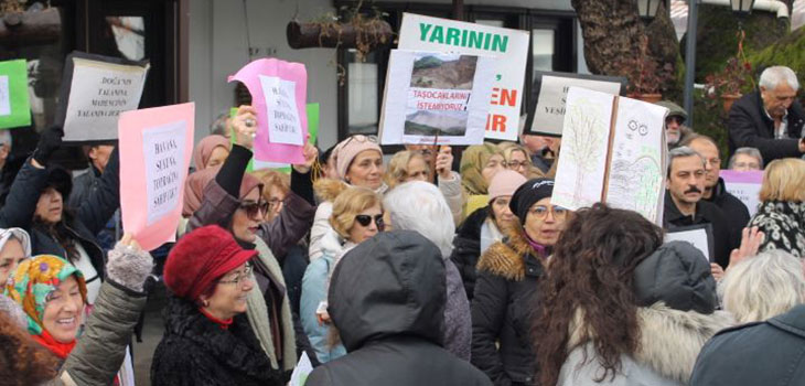 GÜNEYKÖY'DE TAŞOCAĞINA TEPKİ YÜKSELDİ