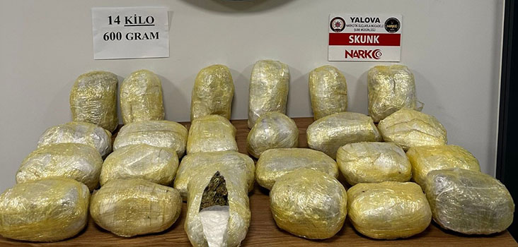 YALOVA'DA 14 KG  UYUŞTURUCU ELE GEÇTİ